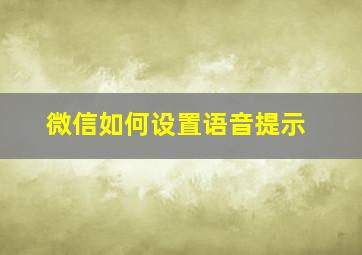 微信如何设置语音提示