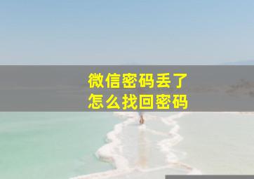 微信密码丢了怎么找回密码