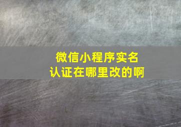 微信小程序实名认证在哪里改的啊