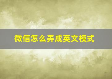 微信怎么弄成英文模式