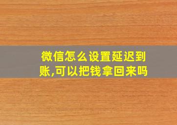 微信怎么设置延迟到账,可以把钱拿回来吗