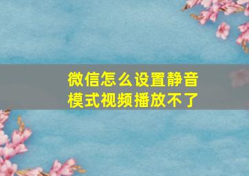 微信怎么设置静音模式视频播放不了