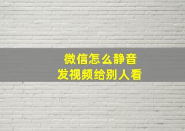 微信怎么静音发视频给别人看