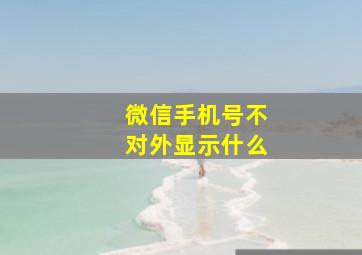 微信手机号不对外显示什么