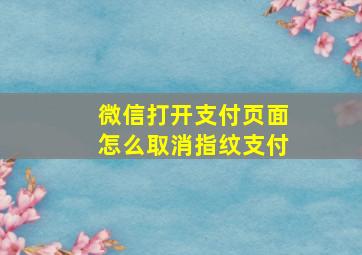 微信打开支付页面怎么取消指纹支付