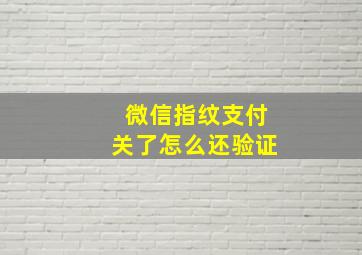 微信指纹支付关了怎么还验证