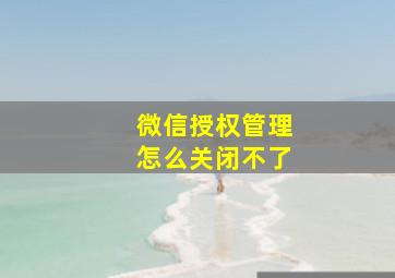 微信授权管理怎么关闭不了