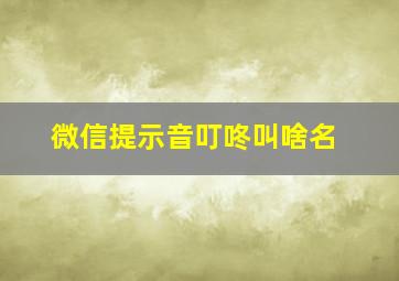 微信提示音叮咚叫啥名