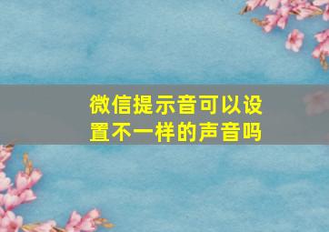 微信提示音可以设置不一样的声音吗