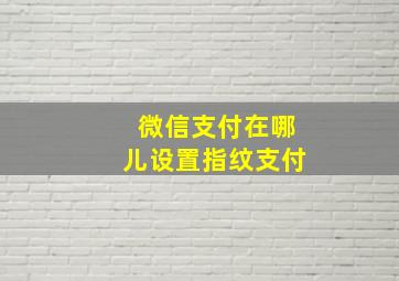 微信支付在哪儿设置指纹支付