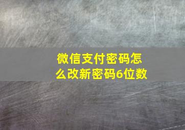 微信支付密码怎么改新密码6位数