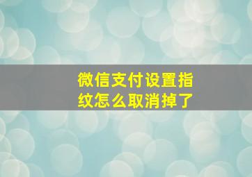 微信支付设置指纹怎么取消掉了