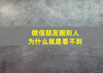 微信朋友圈别人为什么就是看不到