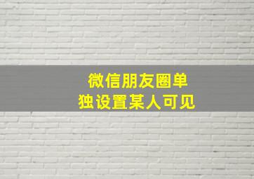 微信朋友圈单独设置某人可见