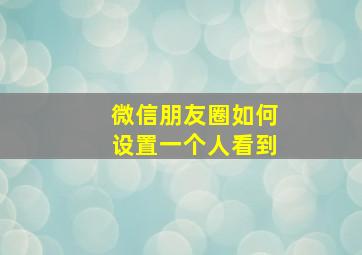 微信朋友圈如何设置一个人看到