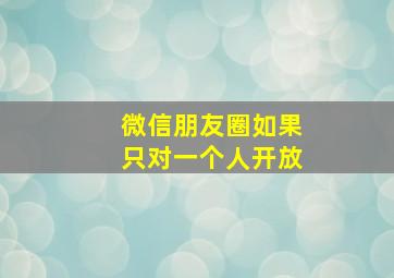 微信朋友圈如果只对一个人开放