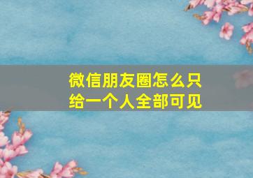 微信朋友圈怎么只给一个人全部可见