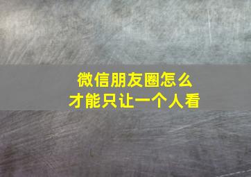 微信朋友圈怎么才能只让一个人看