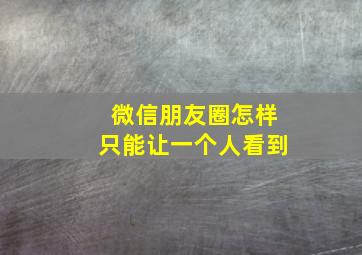 微信朋友圈怎样只能让一个人看到