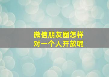 微信朋友圈怎样对一个人开放呢