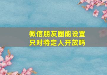 微信朋友圈能设置只对特定人开放吗