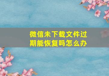 微信未下载文件过期能恢复吗怎么办