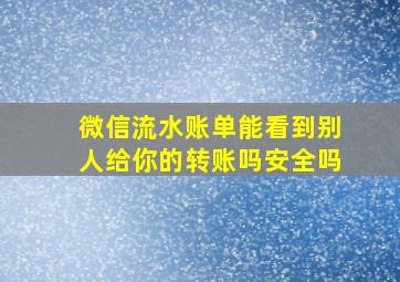 微信流水账单能看到别人给你的转账吗安全吗