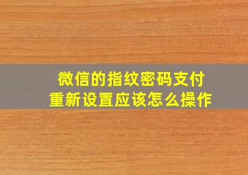 微信的指纹密码支付重新设置应该怎么操作