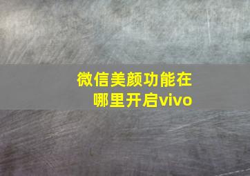 微信美颜功能在哪里开启vivo