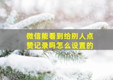 微信能看到给别人点赞记录吗怎么设置的