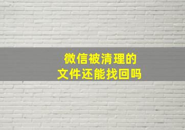 微信被清理的文件还能找回吗