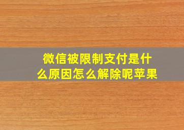 微信被限制支付是什么原因怎么解除呢苹果