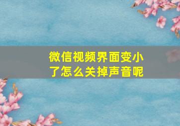 微信视频界面变小了怎么关掉声音呢