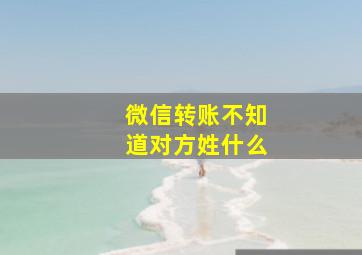 微信转账不知道对方姓什么