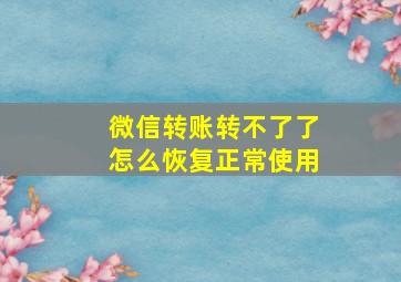 微信转账转不了了怎么恢复正常使用