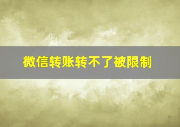 微信转账转不了被限制