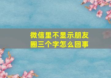 微信里不显示朋友圈三个字怎么回事