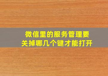 微信里的服务管理要关掉哪几个键才能打开