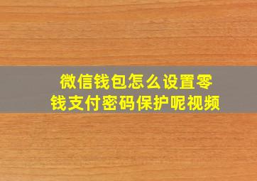 微信钱包怎么设置零钱支付密码保护呢视频