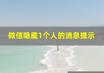 微信隐藏1个人的消息提示