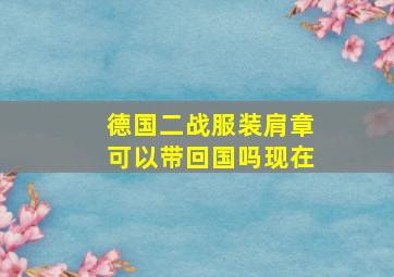 德国二战服装肩章可以带回国吗现在