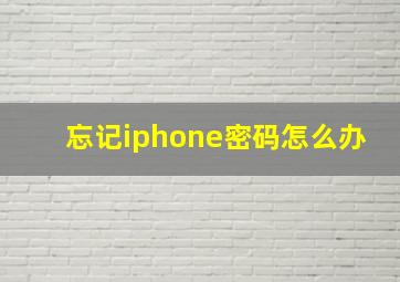 忘记iphone密码怎么办