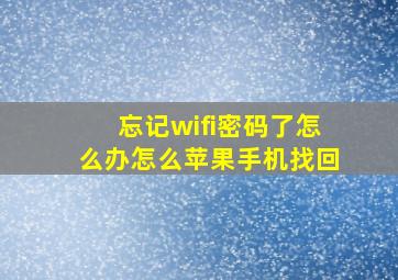 忘记wifi密码了怎么办怎么苹果手机找回