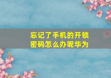 忘记了手机的开锁密码怎么办呢华为