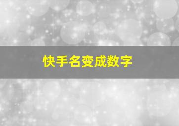 快手名变成数字