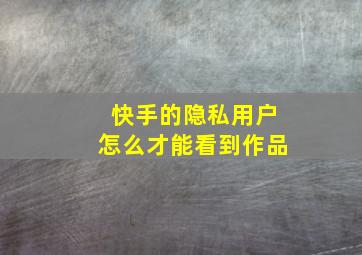 快手的隐私用户怎么才能看到作品