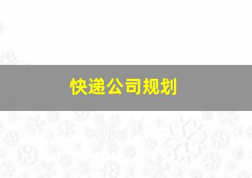 快递公司规划