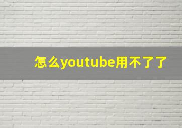 怎么youtube用不了了