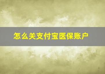 怎么关支付宝医保账户