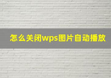 怎么关闭wps图片自动播放